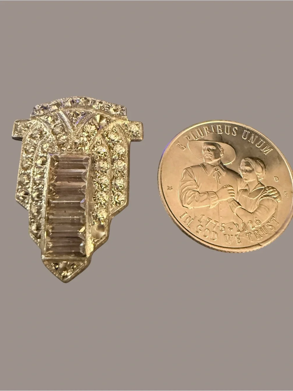Vintage Silvertone Rhinestone Shoe Clip Art Deco Style Statement Jewelry